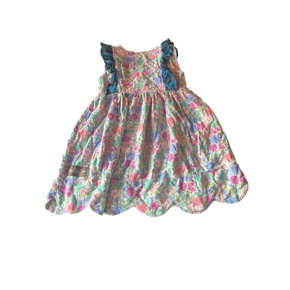 Matilda Jane Girls Floral Print Dress Scalloped Hem Ruffle Size 6 Multicolor - Picture 3 of 5